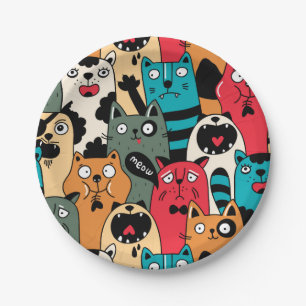 The crowd of cats paper plates