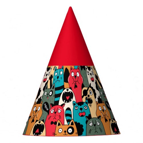 The crowd of cats party hat