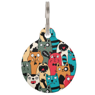 The crowd of cats pet ID tag