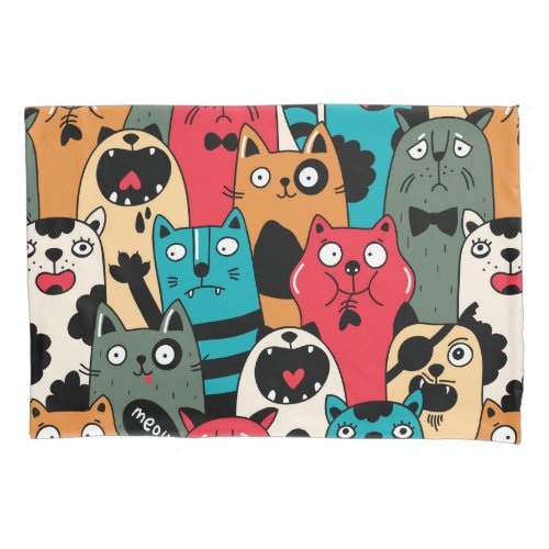 The crowd of cats pillow case