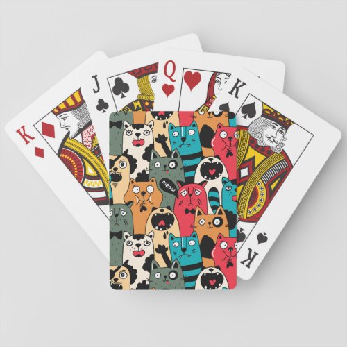 The crowd of cats playing cards
