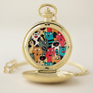 The crowd of cats pocket watch