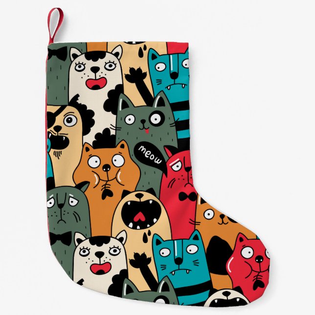 The crowd of cats small christmas stocking (Front)