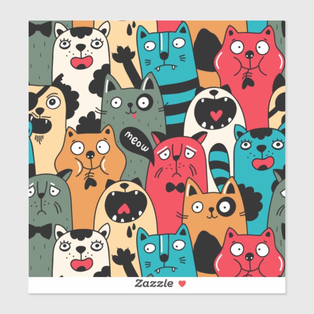 The crowd of cats sticker (Sheet)