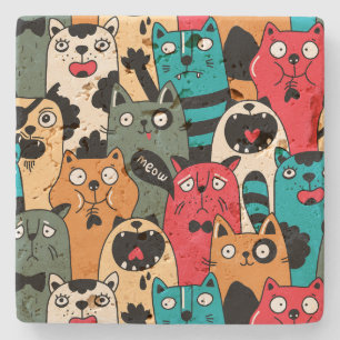 The crowd of cats stone coaster