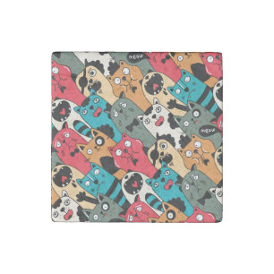 The crowd of cats stone magnet