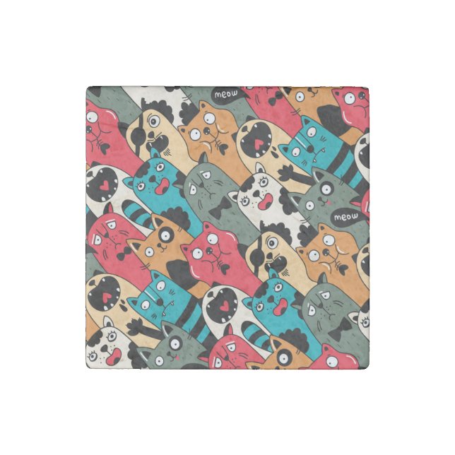 The crowd of cats stone magnet (Front)