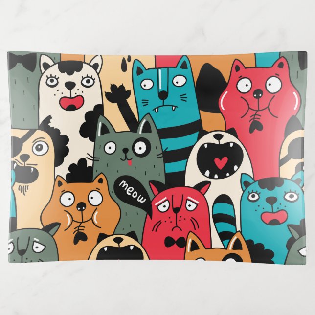 The crowd of cats trinket tray (Front)