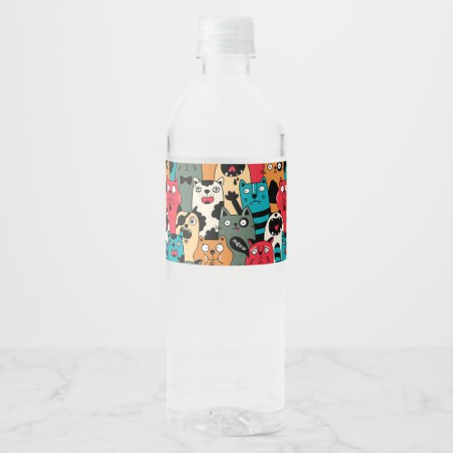 The crowd of cats water bottle label