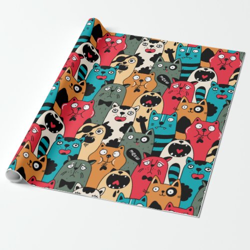 The crowd of cats wrapping paper