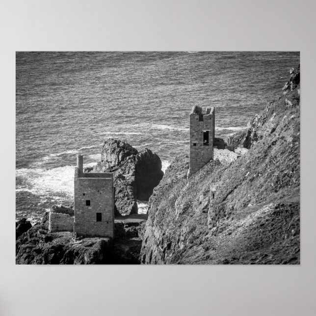 The Crown Mines engine houses, Botallack, Cornwall Poster (Front)