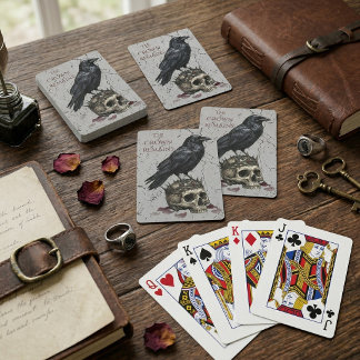 The Crown Remains Gothic Raven Skull Dark Academia Poker Cards