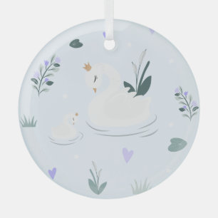 The Crowned Swan Glass Ornament