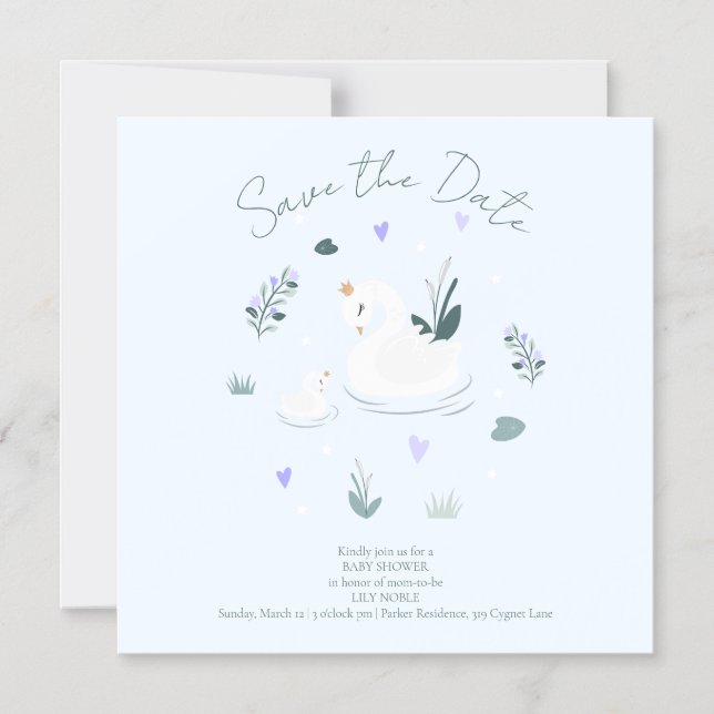The Crowned Swan Magnetic Invitation (Front)