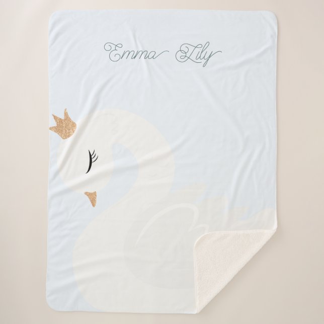 The Crowned Swan Sherpa Blanket (Front)