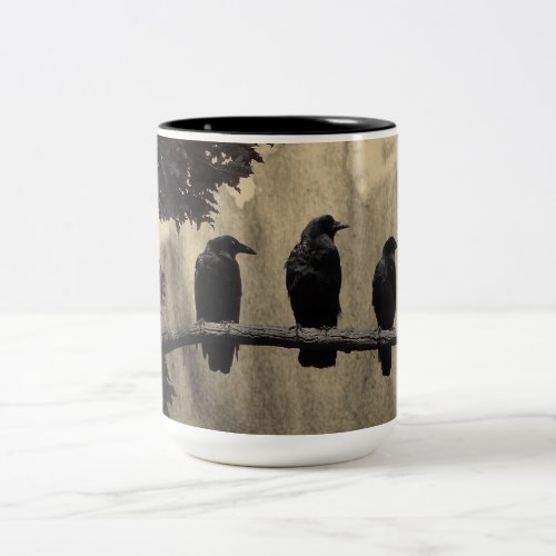 The Crows On The Branch Two_Tone Coffee Mug