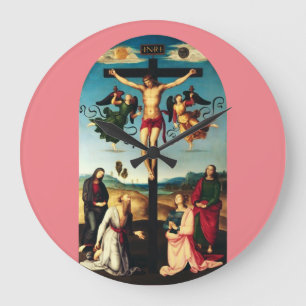 The Crucified Christ with the Virgin Mary Large Clock