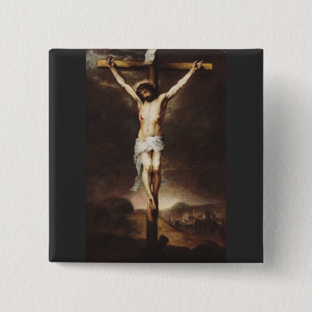 The Crucifixion by Bartolome Esteban Murillo Button (Front)