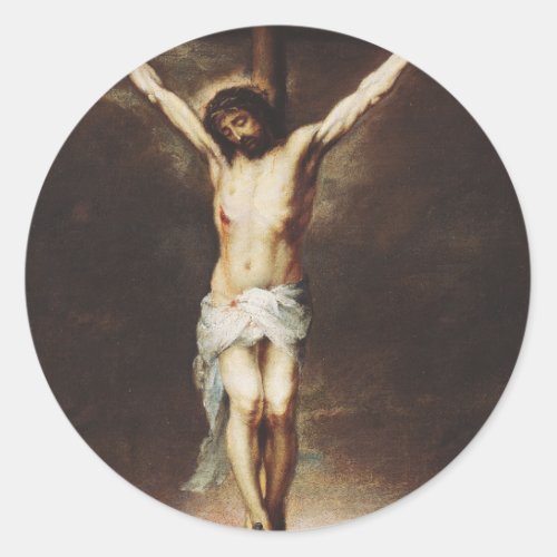 The Crucifixion by Bartolome Esteban Murillo Classic Round Sticker