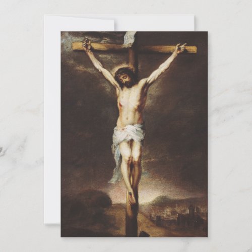 The Crucifixion by Bartolome Esteban Murillo Holiday Card