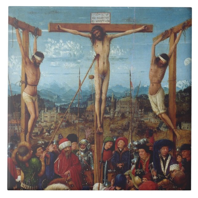 The Crucifixion by Van Eyck Ceramic Tile (Front)
