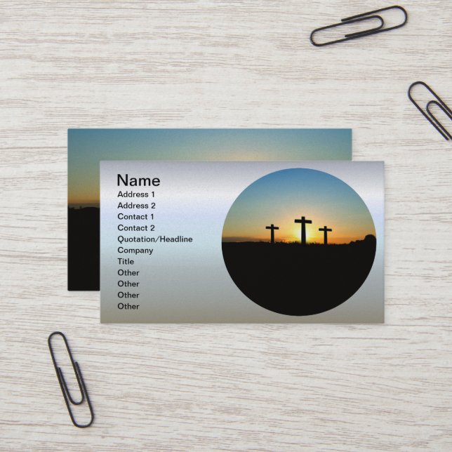 The Crucifixion Crosses at Sunset Business Card (Front/Back In Situ)