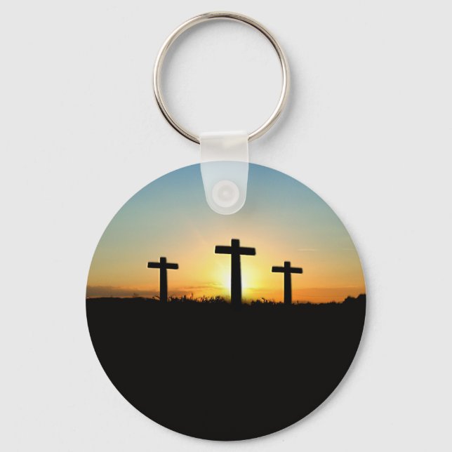 The Crucifixion Crosses at Sunset Keychain (Front)