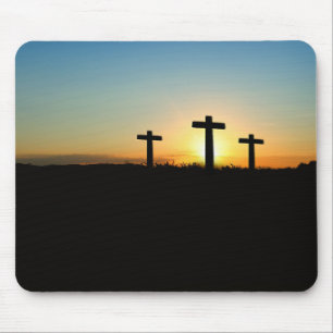 The Crucifixion Crosses at Sunset Mouse Pad