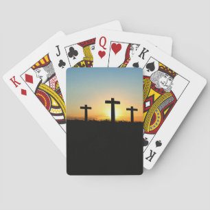 The Crucifixion Crosses at Sunset Poker Cards