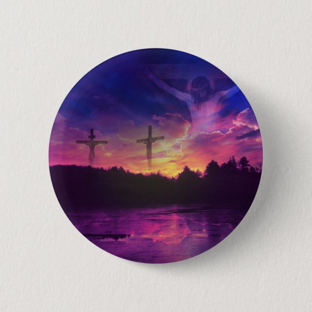 The Crucifixion of Jesus Christ on the Cross Button (Front)