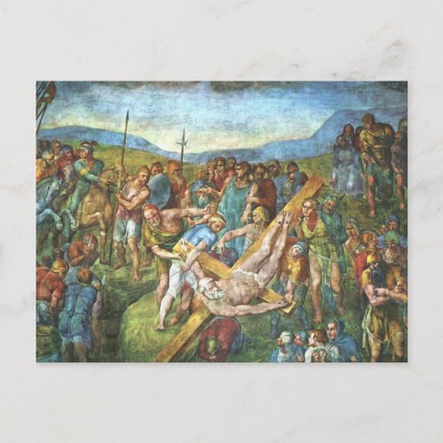 The Crucifixion of St Peter by Michelangelo Postc Postcard