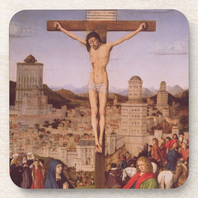 The Crucifixion (oil on panel) Drink Coaster (Front)