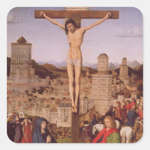 The Crucifixion (oil on panel) Square Sticker