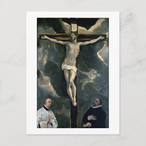 The Crucifixion with Two Donors c1580 oil on ca Postcard