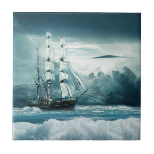 The Cruel Sea - Ship at Sail Ceramic Tile