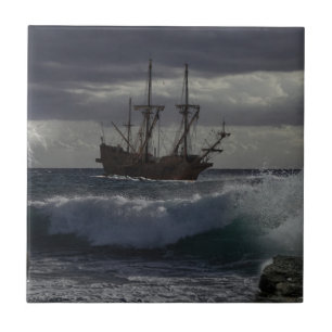 The Cruel Sea - Ship at Sail Ceramic Tile
