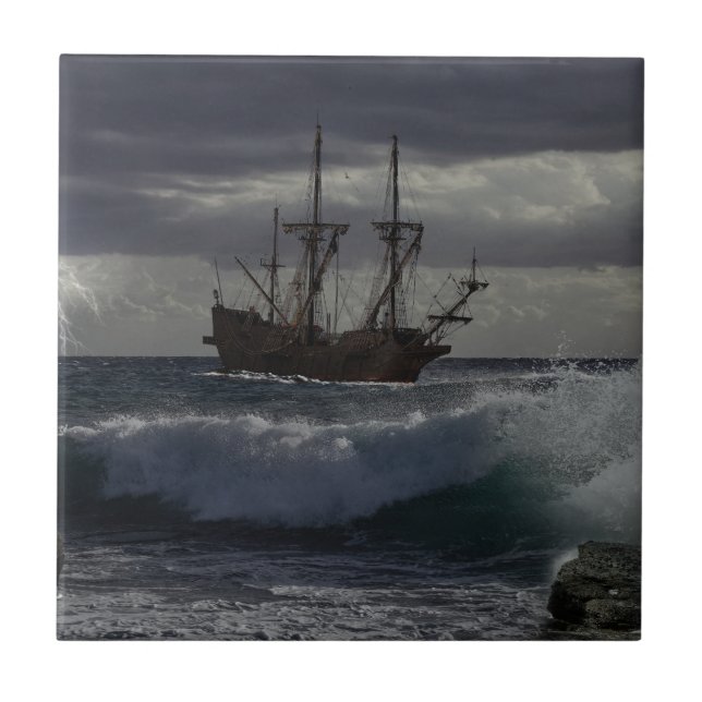 The Cruel Sea - Ship at Sail Ceramic Tile (Front)