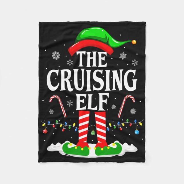 The Cruising Elf Xmas Funny Matching Family Cruise Fleece Blanket (Front)