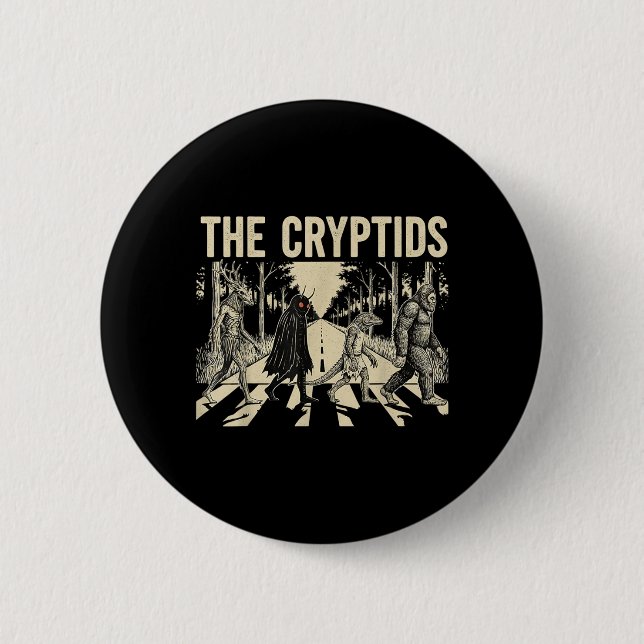 The Cryptids Funny Bigfoot Mothman Monster Button (Front)