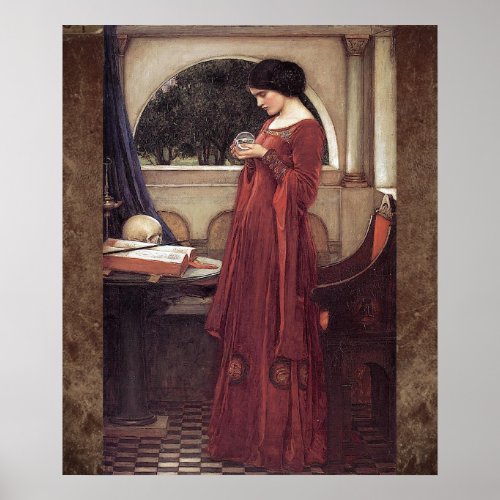 THE CRYSTAL BALL JOHN WATERHOUSE DECOUPAGE POSTER