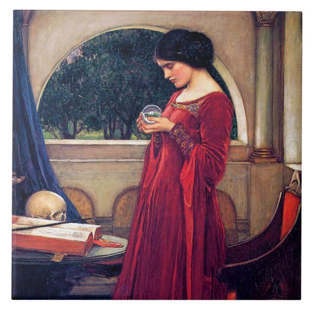 The Crystal Ball, John William Waterhouse Ceramic Tile (Front)