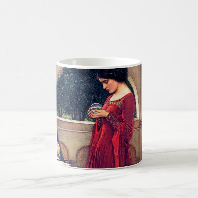 The Crystal Ball, John William Waterhouse Coffee Mug (Center)