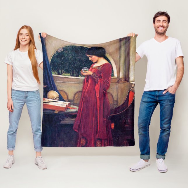 The Crystal Ball, John William Waterhouse Fleece Blanket (In Situ)