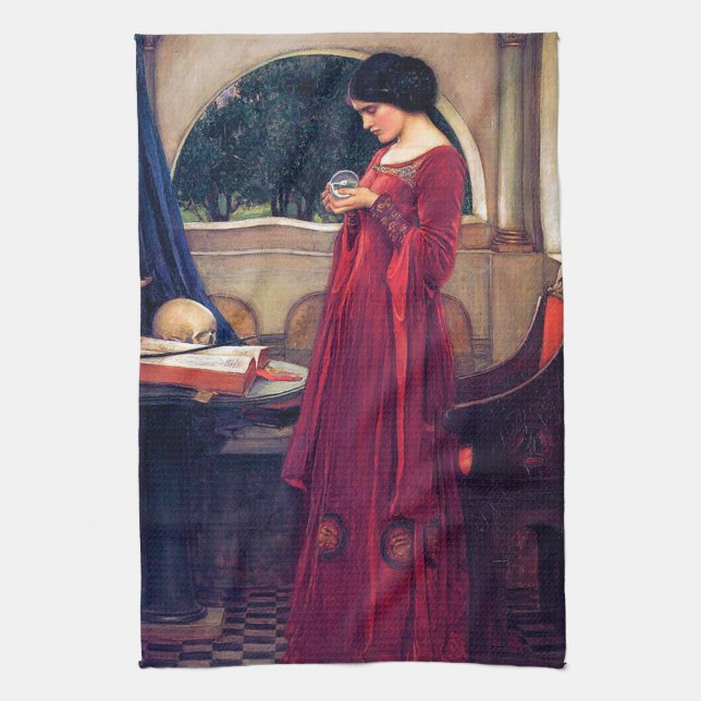 The Crystal Ball, John William Waterhouse Kitchen Towel (Vertical)