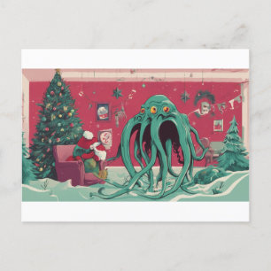 The Cthulhu Spirits of Christmas Holiday Postcard