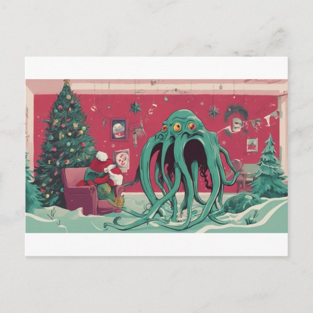 The Cthulhu Spirits of Christmas Holiday Postcard (Front)