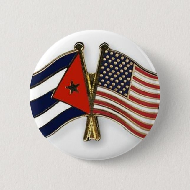 The Cuban Flag and the American Flag Button (Front)