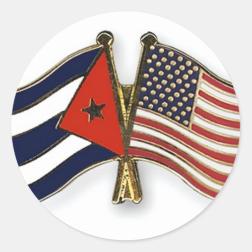 The Cuban Flag and the American Flag Classic Round Sticker