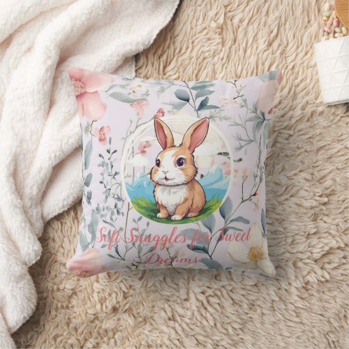 The Cuddle Bunny Floral Dreamscape  Throw Pillow