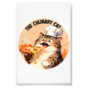The Culinary Cat with Pizza Cat Chef Holding Pizza Photo Print